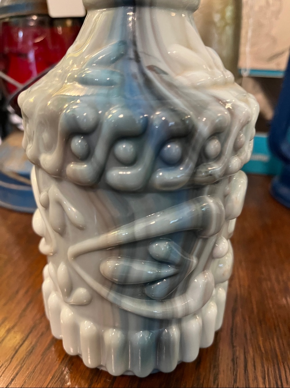 Vintage 1972 Jim Beam "marbleized crystal" or slag glass whiskey decanter - Picture 7 of 7